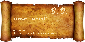 Bitner Dezső névjegykártya